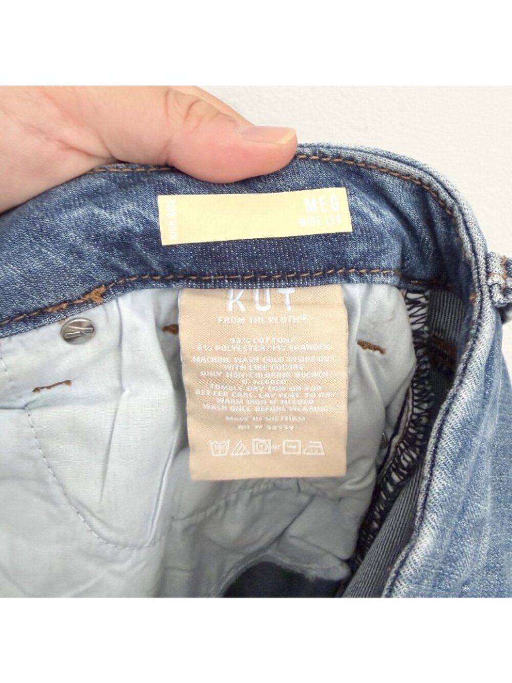 Kut from the Kloth Meg Wide Leg High Rise Jeans Pleated Two-Tone Women’s Size 8 - Picture 8 of 9